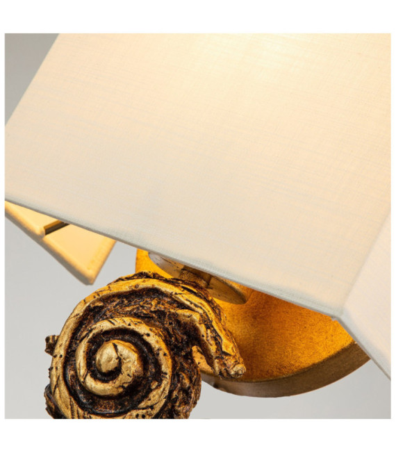Applique murale Swirl Abat-jour en lin,acier,résine Feuille d'or