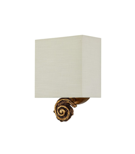 Applique murale Swirl Abat-jour en lin,acier,résine Feuille d'or