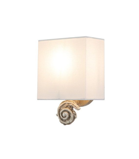 Lampada da parete Swirl. Paralume in lino, acciaio, resina bianco osso