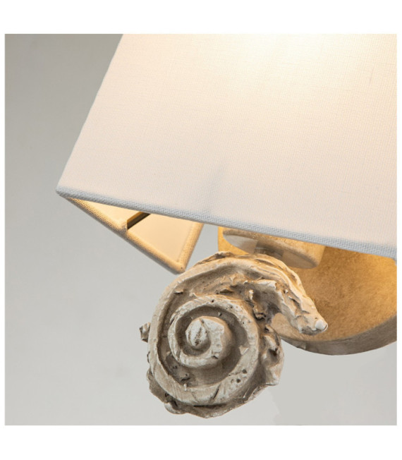 Applique murale Swirl Abat-jour en lin,acier,résine Blanc d'os