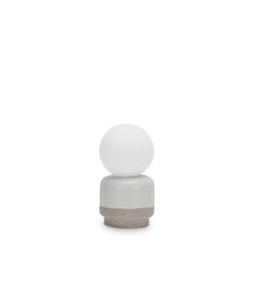 Cremefarbene Tischlampe aus Gipszement