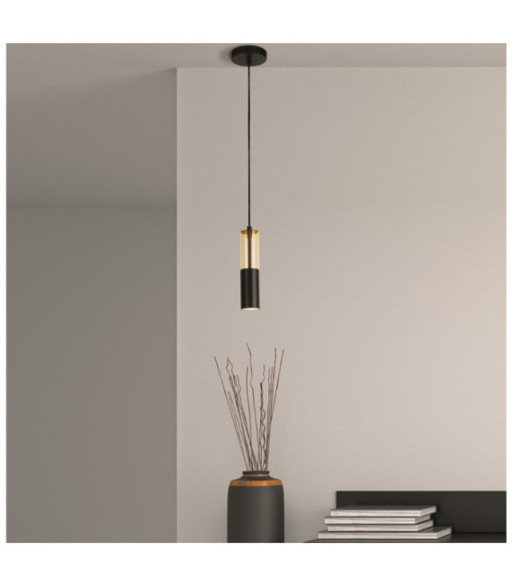 Suspension Merrygold Acier doux Noir mat, Ambre