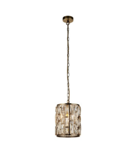 Bijou Pendelleuchte Weichstahl, Glas Antikmessing