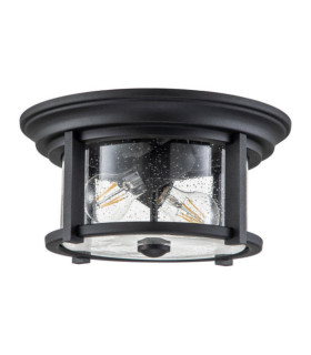 Merrill outdoor ceiling light Aluminum, transparent grained glass Black