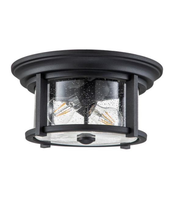 Merrill outdoor ceiling light Aluminum, transparent grained glass Black