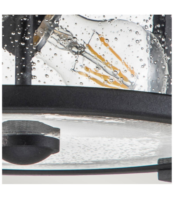 Merrill Außendeckenleuchte Aluminium, transparentes, gekörntes Glas Schwarz