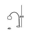 Giant arched floor lamp Mild steel, Matte black marble, black marble