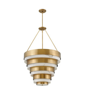 Hinkley Pendant Faux Alabaster, Heritage Brass Steel