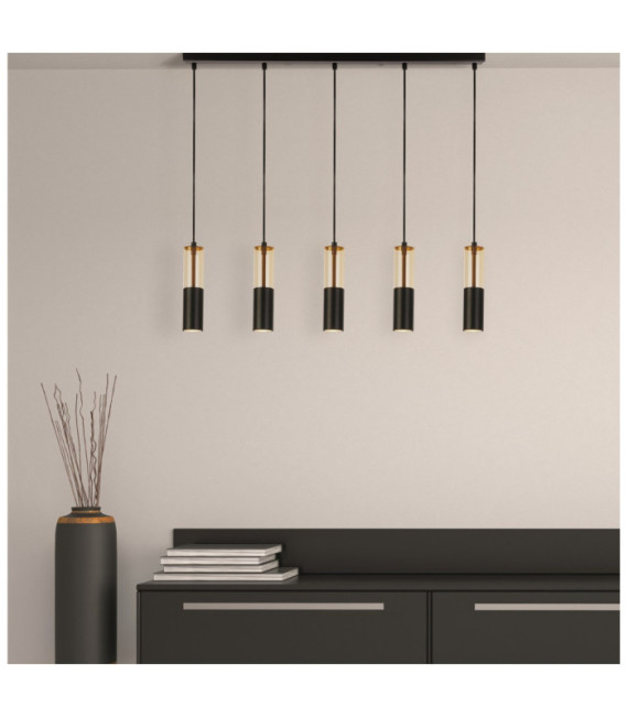 Suspension Merrygold Acier doux Noir mat, Ambre