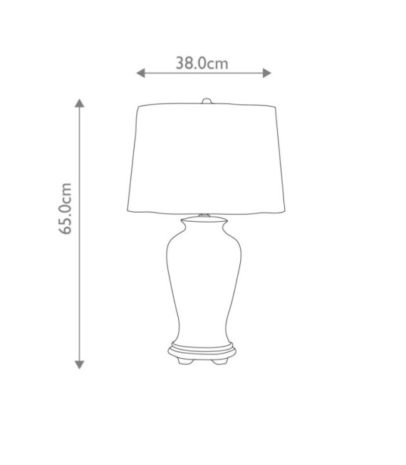 Lámpara de mesa Ying pantalla con base de porcelana y madera, Blanco, Azul