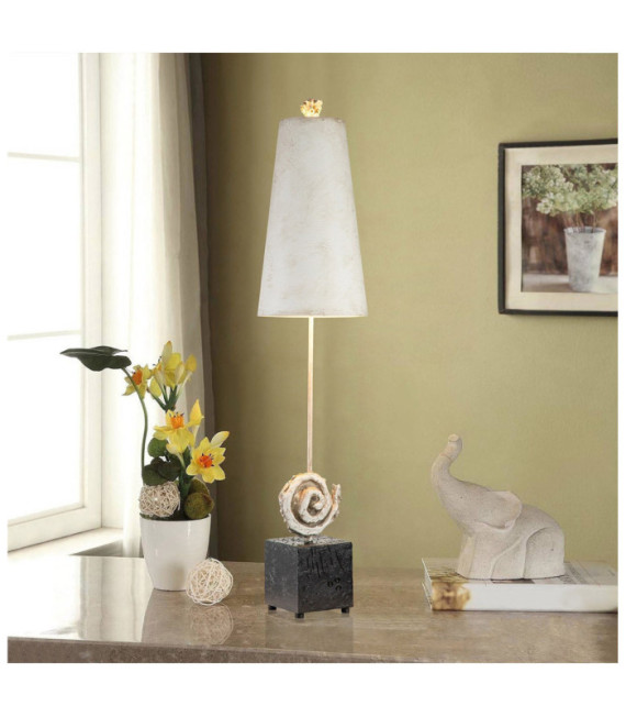 Swirl Table Lamp Resin, Parchment, Steel Black, Bone White