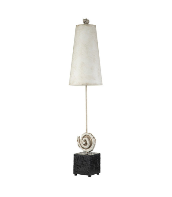Swirl Table Lamp Resin, Parchment, Steel Black, Bone White
