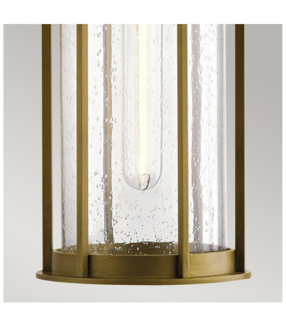 Lámpara colgante de exterior Camillo Aluminio, vidrio granulado transparente Latón natural pintado
