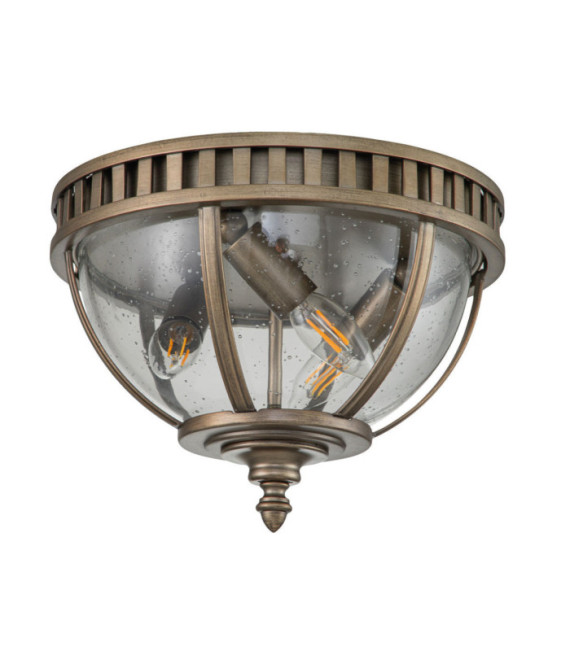 Plafonnier extérieur Kichler Aluminium,laiton,verre grainé transparent Bronze bruni