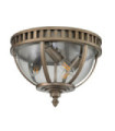 Plafonnier extérieur Kichler Aluminium,laiton,verre grainé transparent Bronze bruni