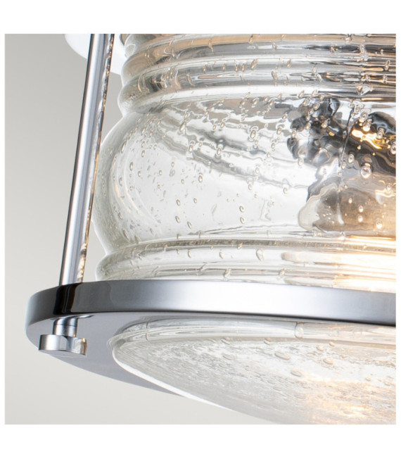 Kichler Bathroom Ceiling Light Clear grained glass, polished chrome steel