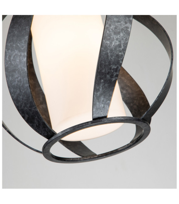 Lampada a sospensione Quoizel Acciaio, vetro opalino satinato Old Black