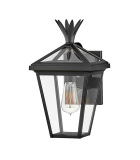 Lampada da parete per esterni Palma Alluminio, vetro trasparente Nero