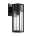 Camillo outdoor wall light Transparent seeded glass, textured black aluminum