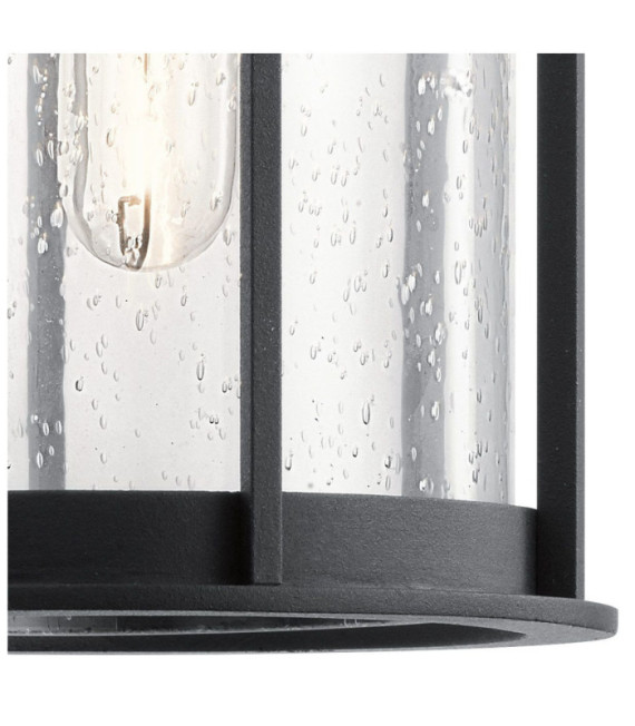 Außenwandleuchte Camillo Transparentes Saatglas, strukturiertes schwarzes Aluminium