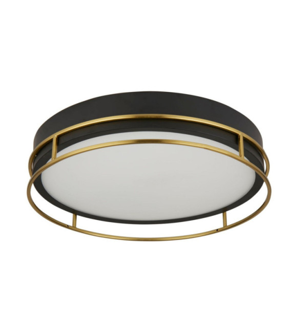 Lámpara de techo Baño Phoenix Acero dulce, vidrio Negro
