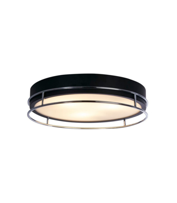Lámpara de techo Baño Phoenix Acero dulce, vidrio Negro