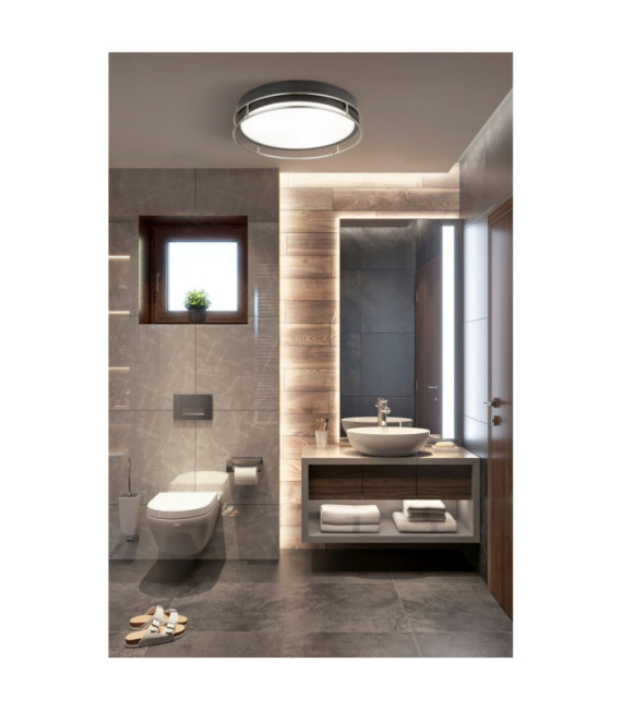 Deckenleuchte Badezimmer Phoenix Baustahl, Glas Schwarz