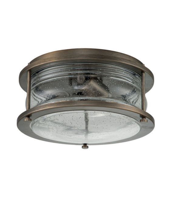 Plafonnier extérieur Kichler Aluminium,laiton,verre grainé transparent Bronze bruni