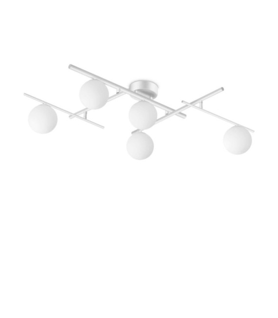 Lámpara de techo Atlas cristal, metal blanco
