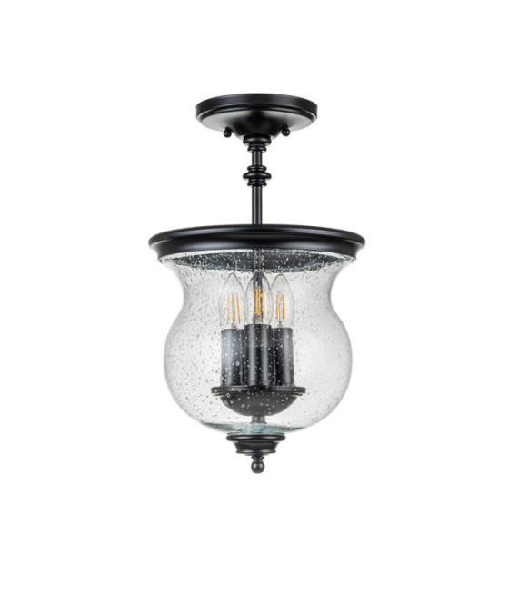 Lampada a sospensione Pickering Vetro granulato trasparente, acciaio nero