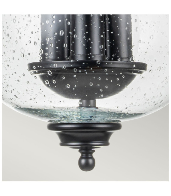 Lámpara colgante Pickering Vidrio granulado transparente, Acero negro