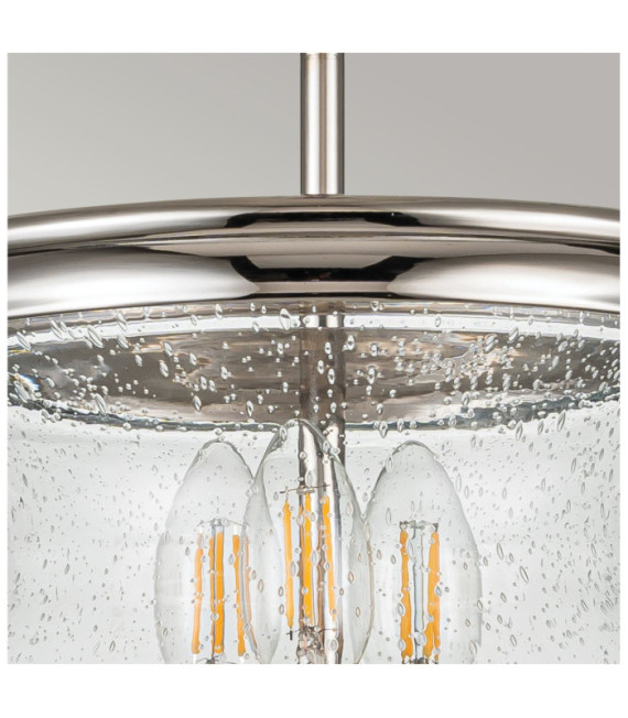 Pickering pendant light Transparent grained glass, Polished nickel steel