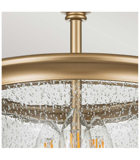 Lámpara colgante Pickering Vidrio granulado transparente, acero Latón natural pintado