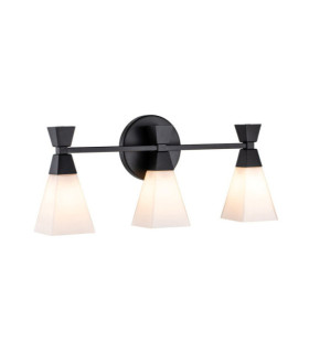 Lámpara de pared para baño Bowtie, cristal opalino, acero negro mate