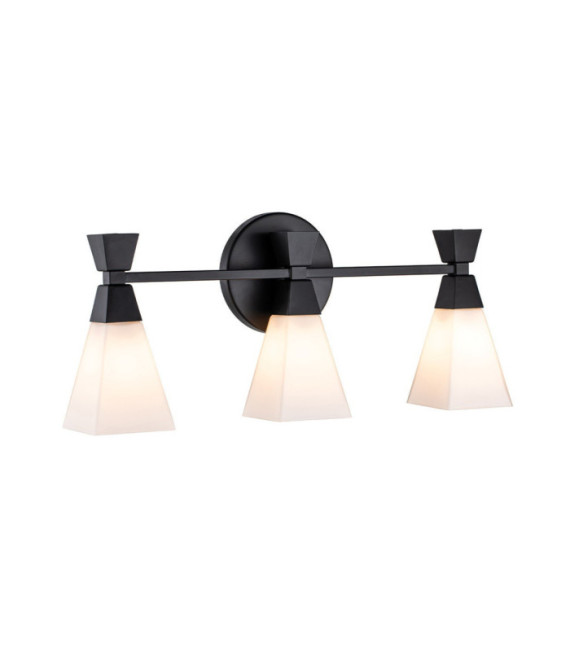 Lampada da parete per bagno Bowtie in vetro opale, acciaio nero opaco