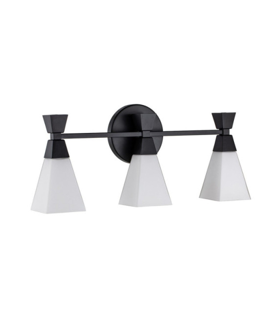 Lampada da parete per bagno Bowtie in vetro opale, acciaio nero opaco
