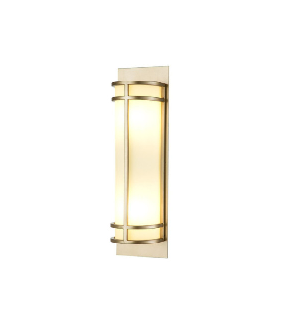 Lámpara de pared Fusion de cristal opalino, acero, latón natural pintado