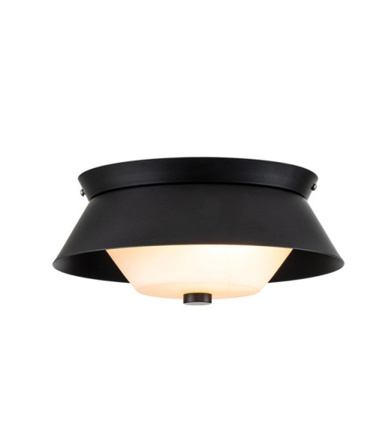 Bowtie Bathroom Ceiling Light Opal Glass, Matte Black Steel