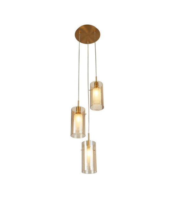 Lámpara colgante Duo Acero dulce, vidrio Bronce