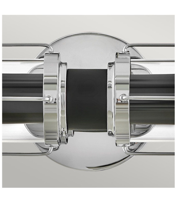 Außenwandleuchte Masthead Klares Glas, schwarzer Stahl, poliertes Chrom