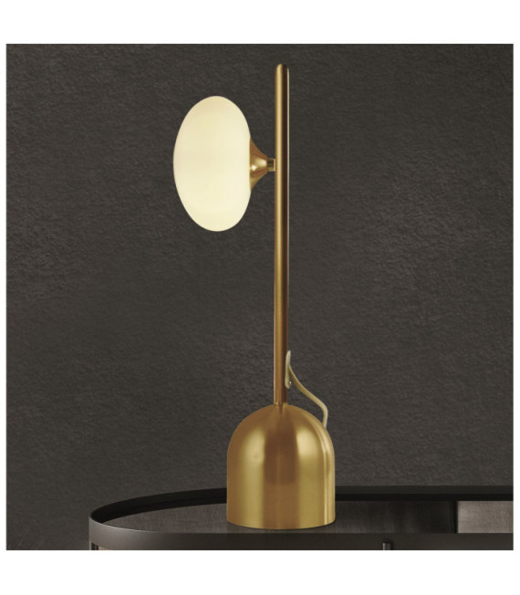 Lampe de table Pebble Acier doux Blanc, Laiton satiné