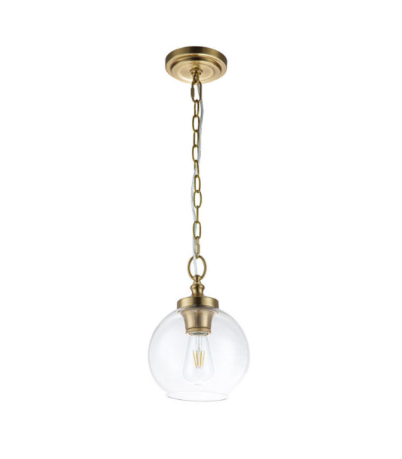 Feiss Pendelleuchte Transparentes Glas, Stahl Brüniertes Messing
