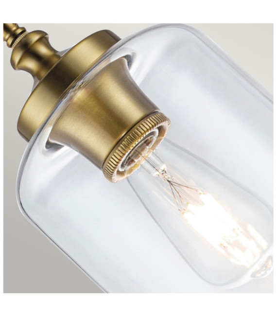 Feiss Pendelleuchte Transparentes Glas, Stahl Brüniertes Messing