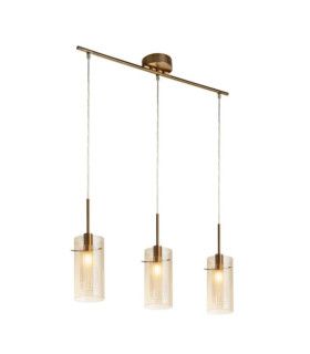 Duo-Pendelleuchte Weichstahl, Glas Messing