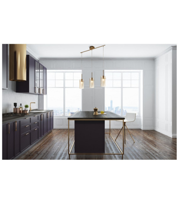 Duo pendant light Mild steel, glass Brass