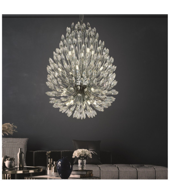 Peacock pendant light Mild steel Chrome, clear