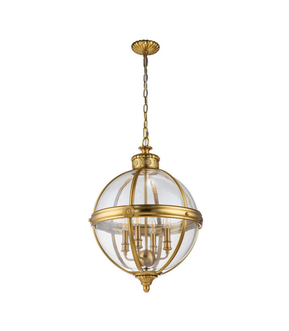 Feiss Pendelleuchte Transparentes Glas, Stahl Brüniertes Messing
