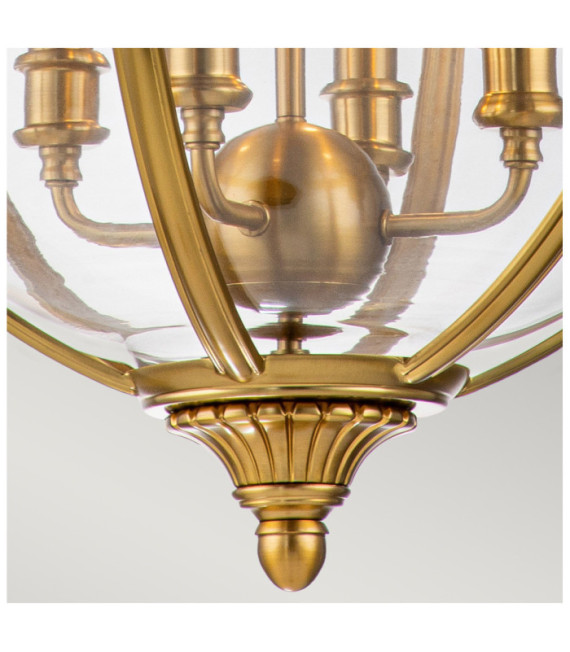 Feiss Pendelleuchte Transparentes Glas, Stahl Brüniertes Messing