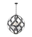 Suspension Quoizel Verre gravé opale,acier Vieux Noir