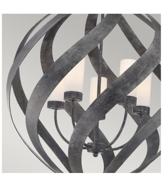 Quoizel pendant light Opal engraved glass, Old Black steel